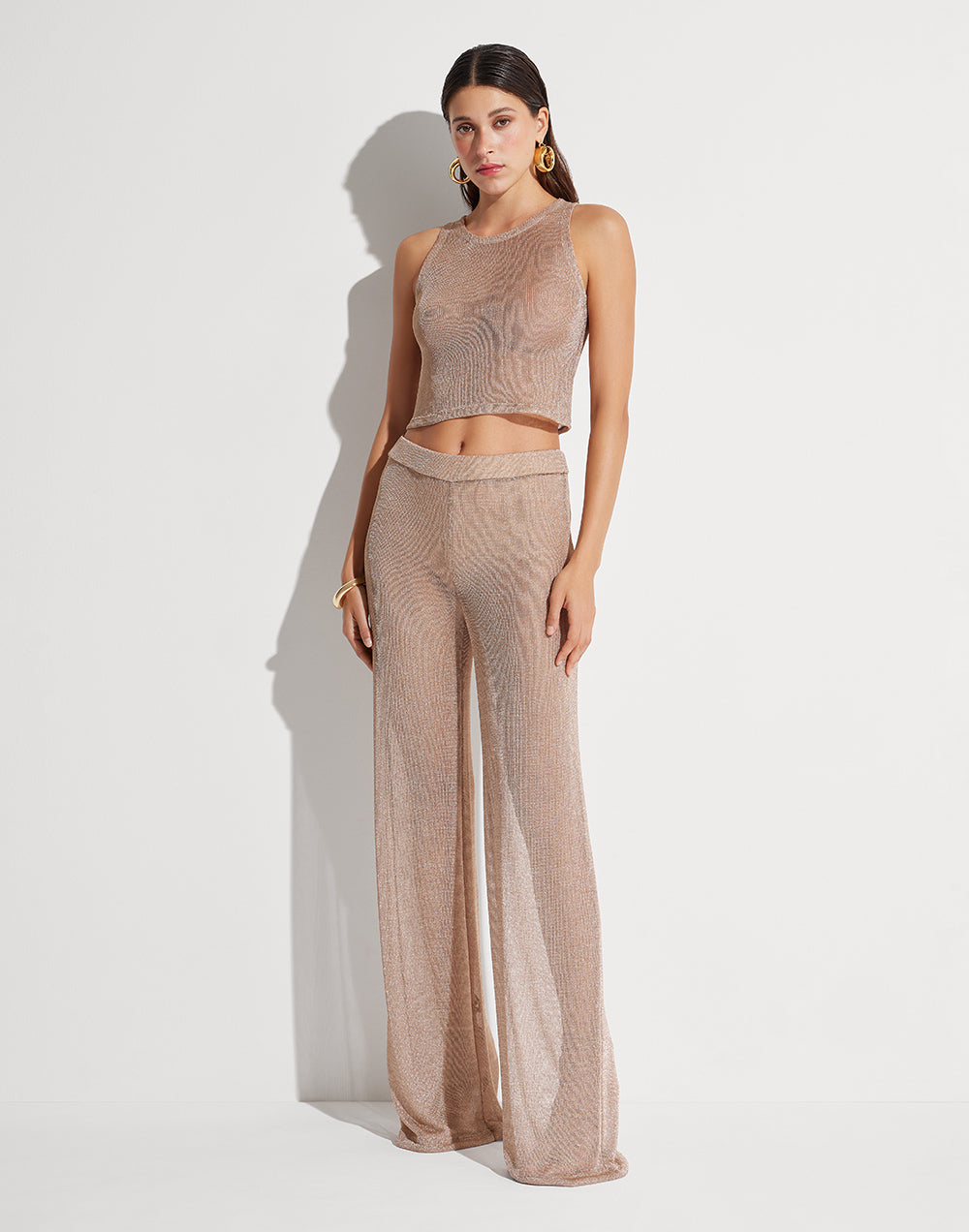 Shimmering Nude Knit Crop Top