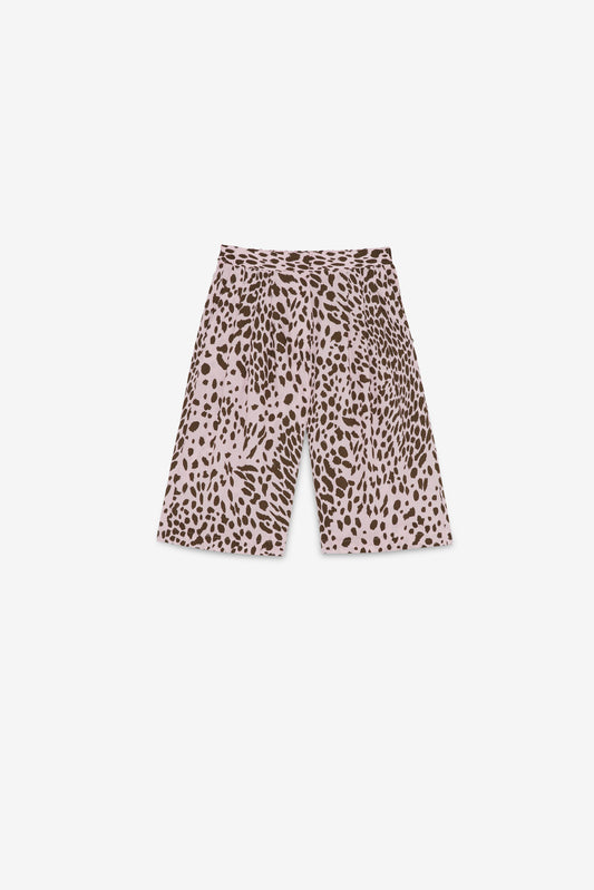 Pantalone cropped in cotone animalier