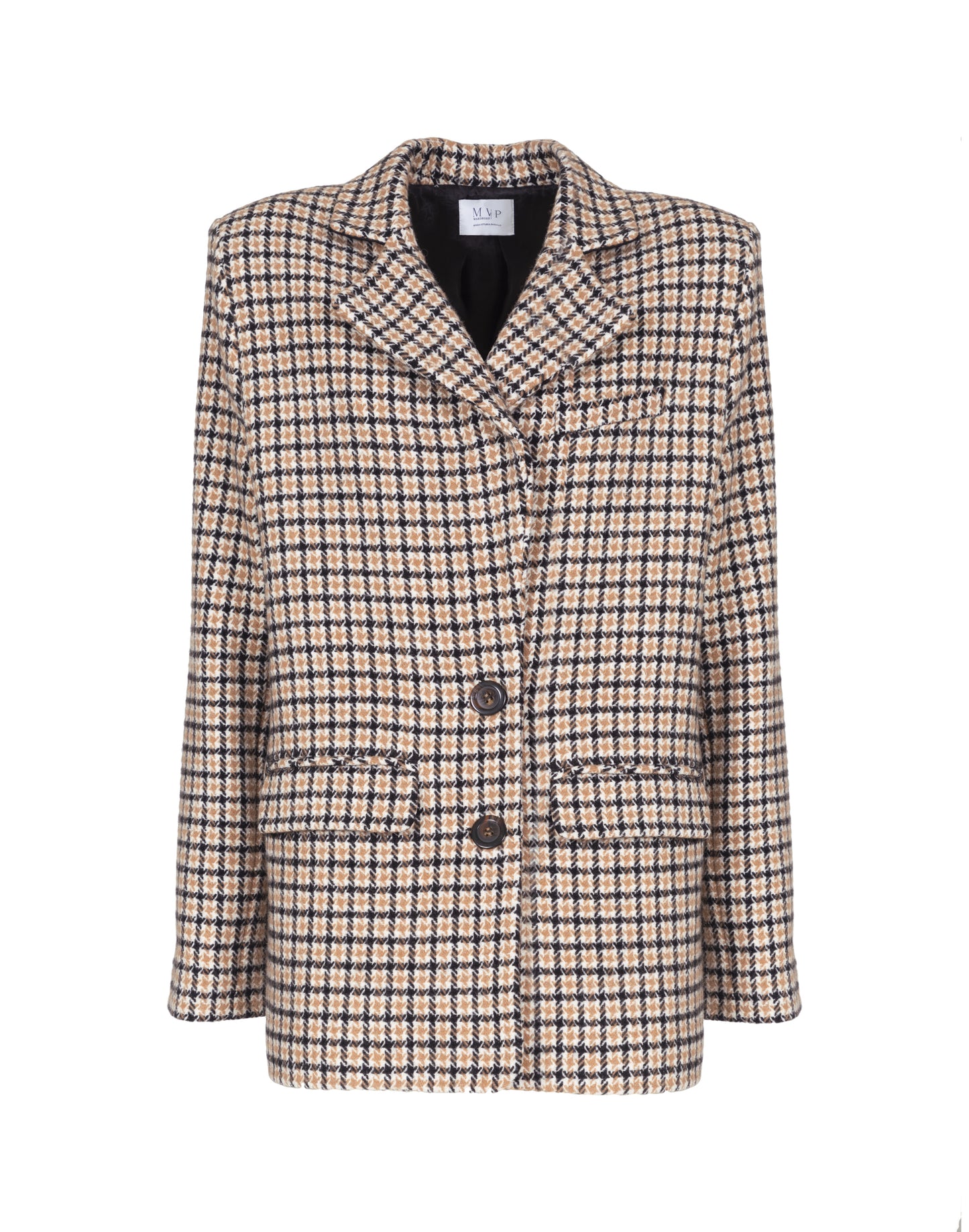 Oversized single-breasted houndstooth jacket