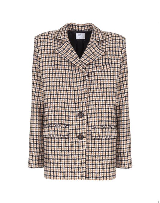 Oversized single-breasted houndstooth jacket