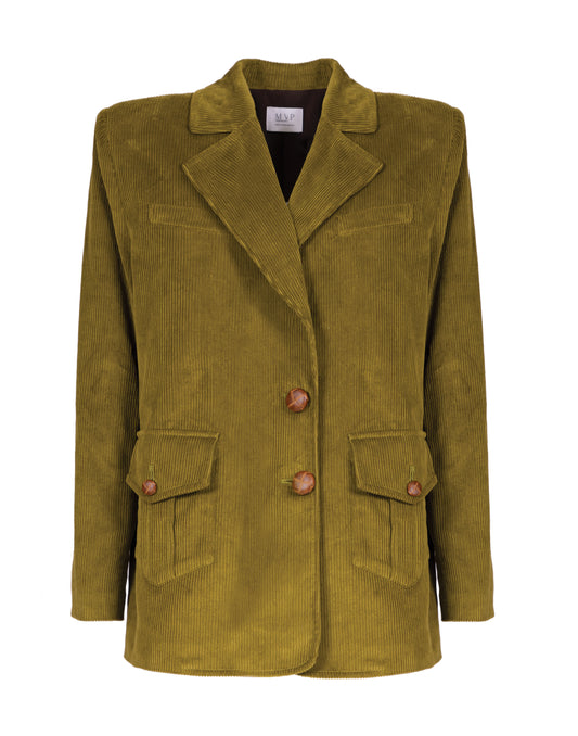 Forest velvet single-breasted oversized jacket