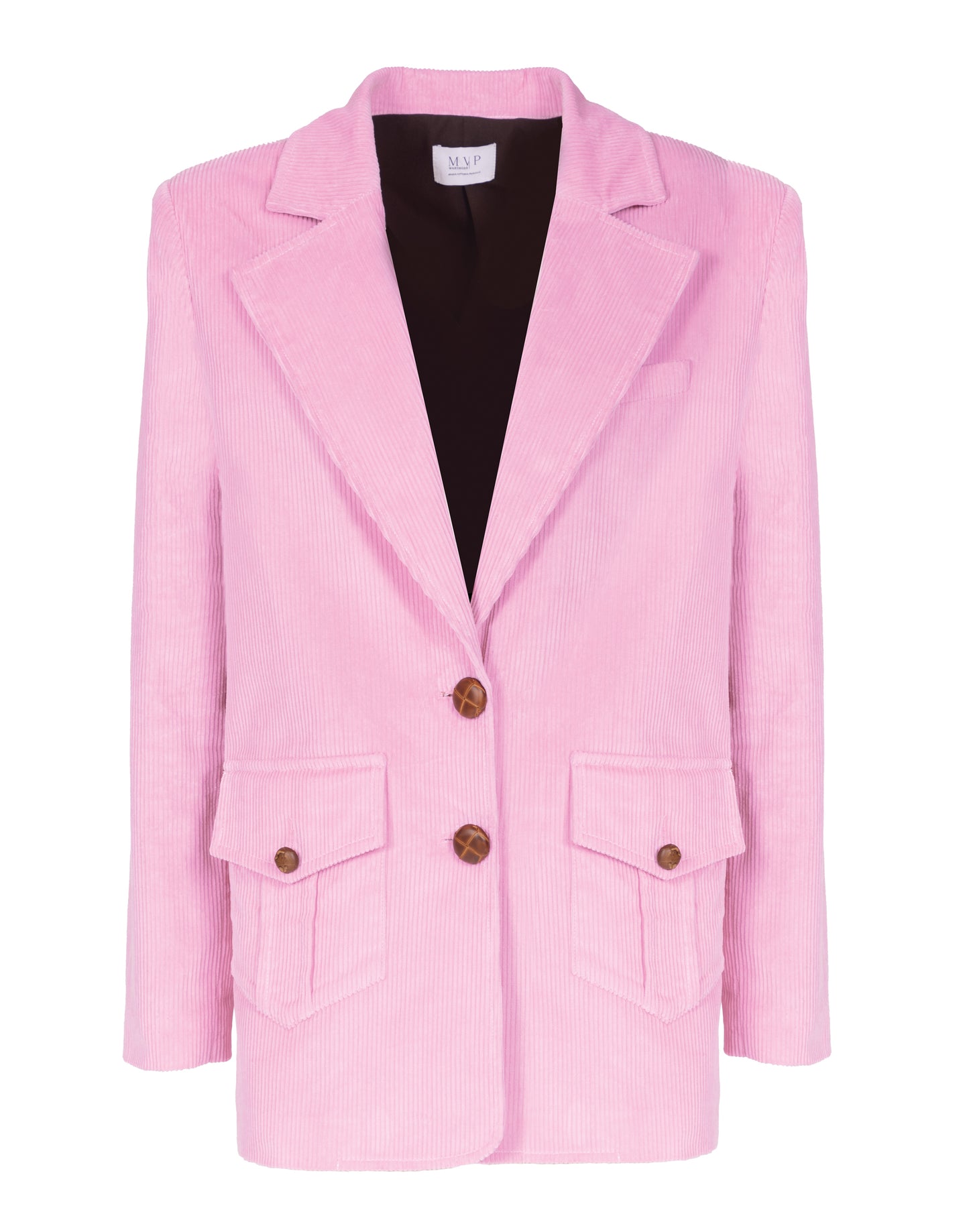 Pink velvet single-breasted oversized jacket