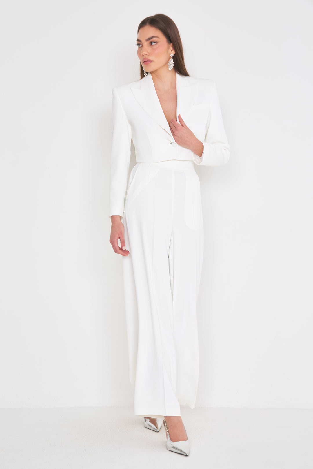 Crop Blazer Off White