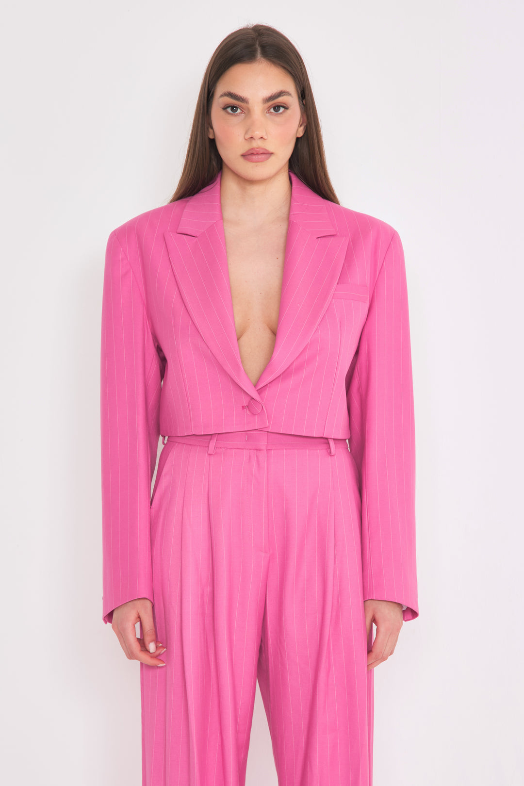 Crop Boyf Stripe Fuxia