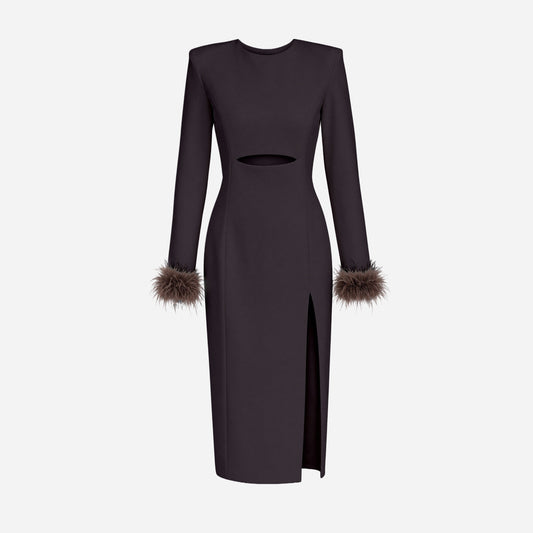 Feather Dress Brown by Silence Limited