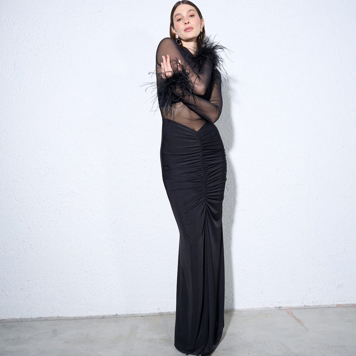 Mabel Dress, full length with draped skirt