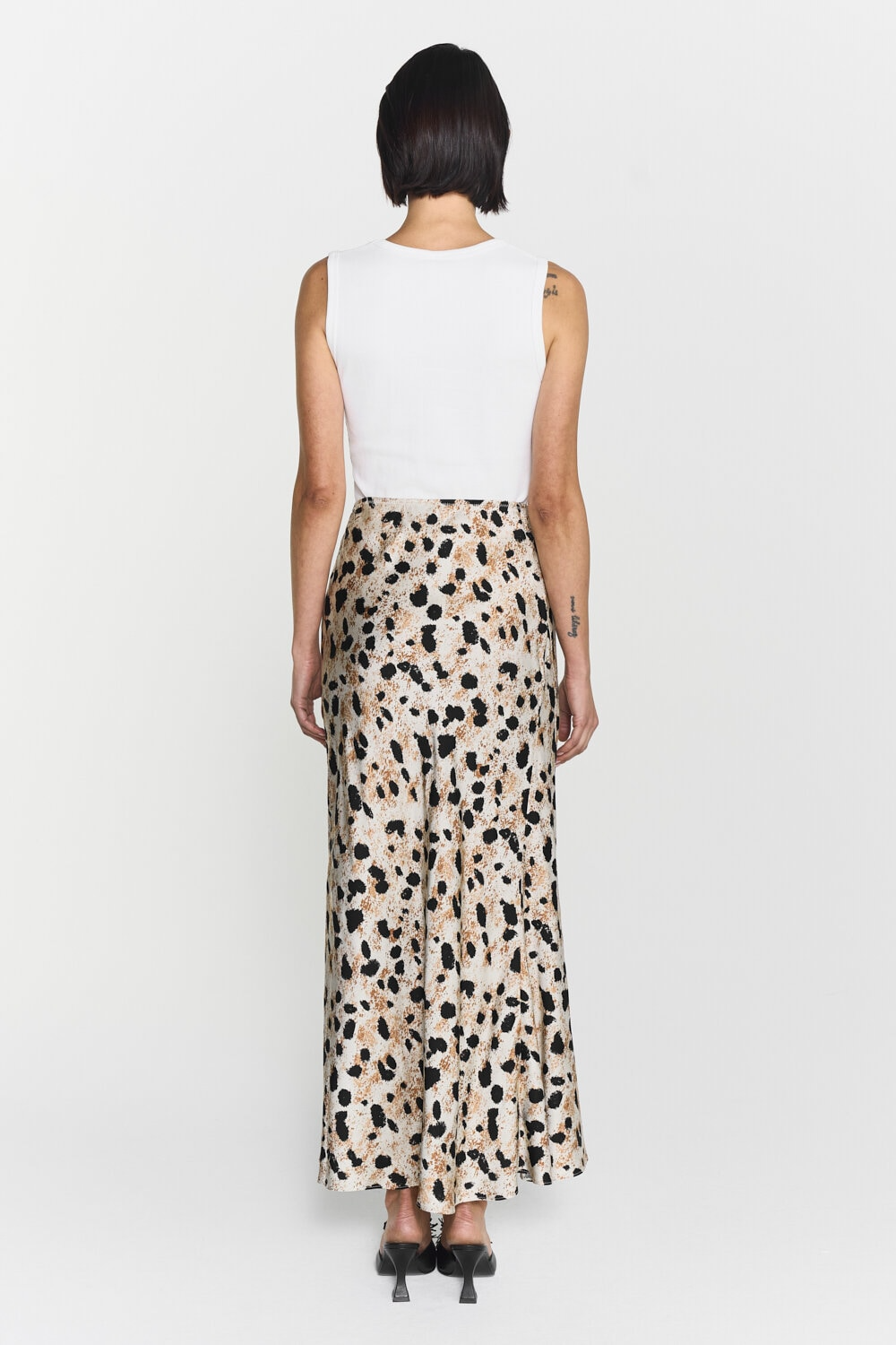 Nilea Satin Midi Skirt (Abstract Leo Print)