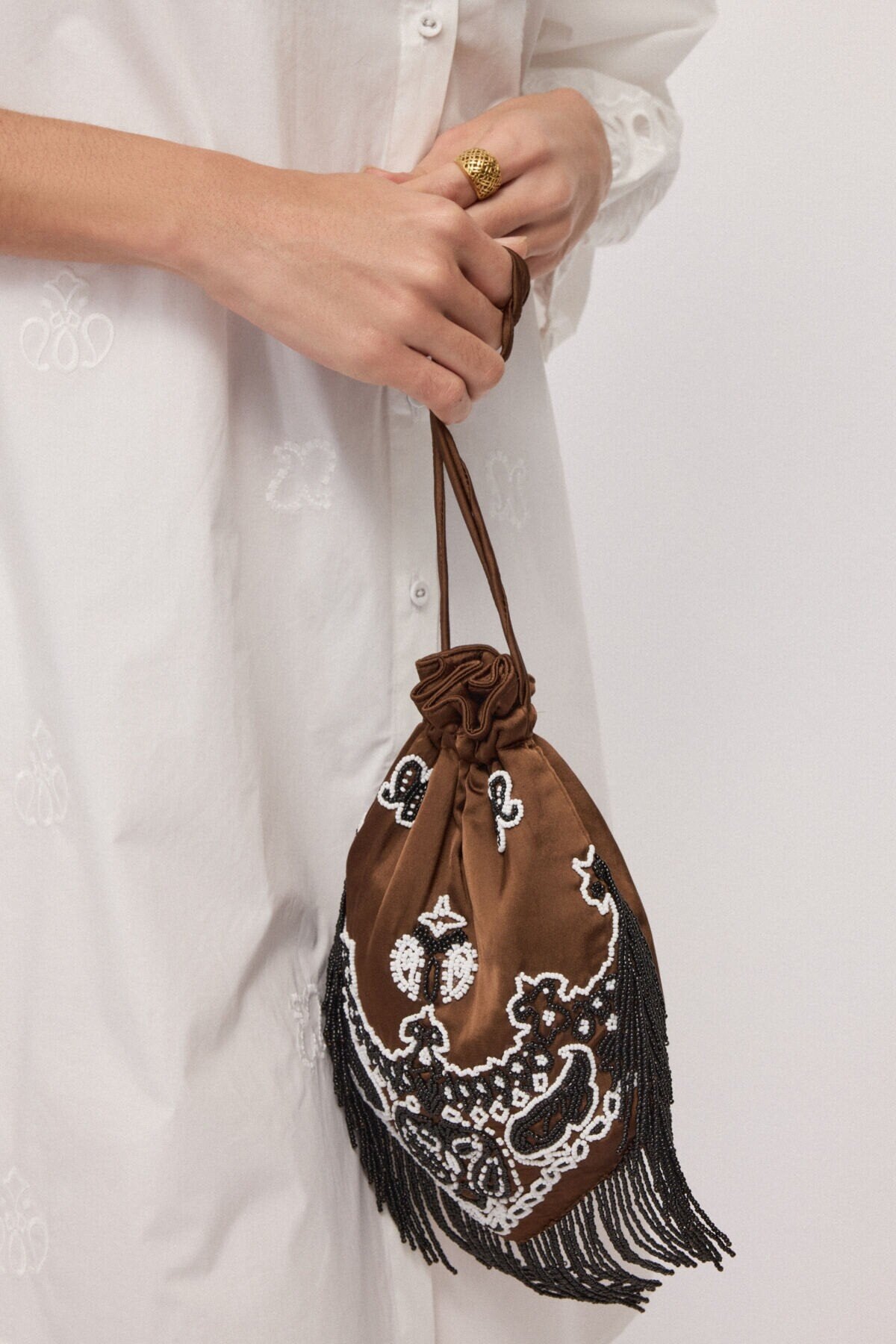 Borsa sacchetto con perline