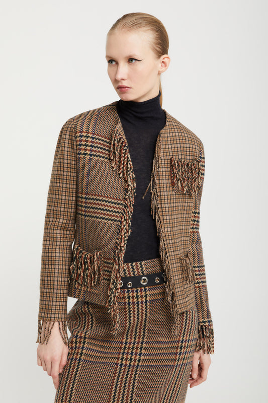 Tartan Jacket with Fringes