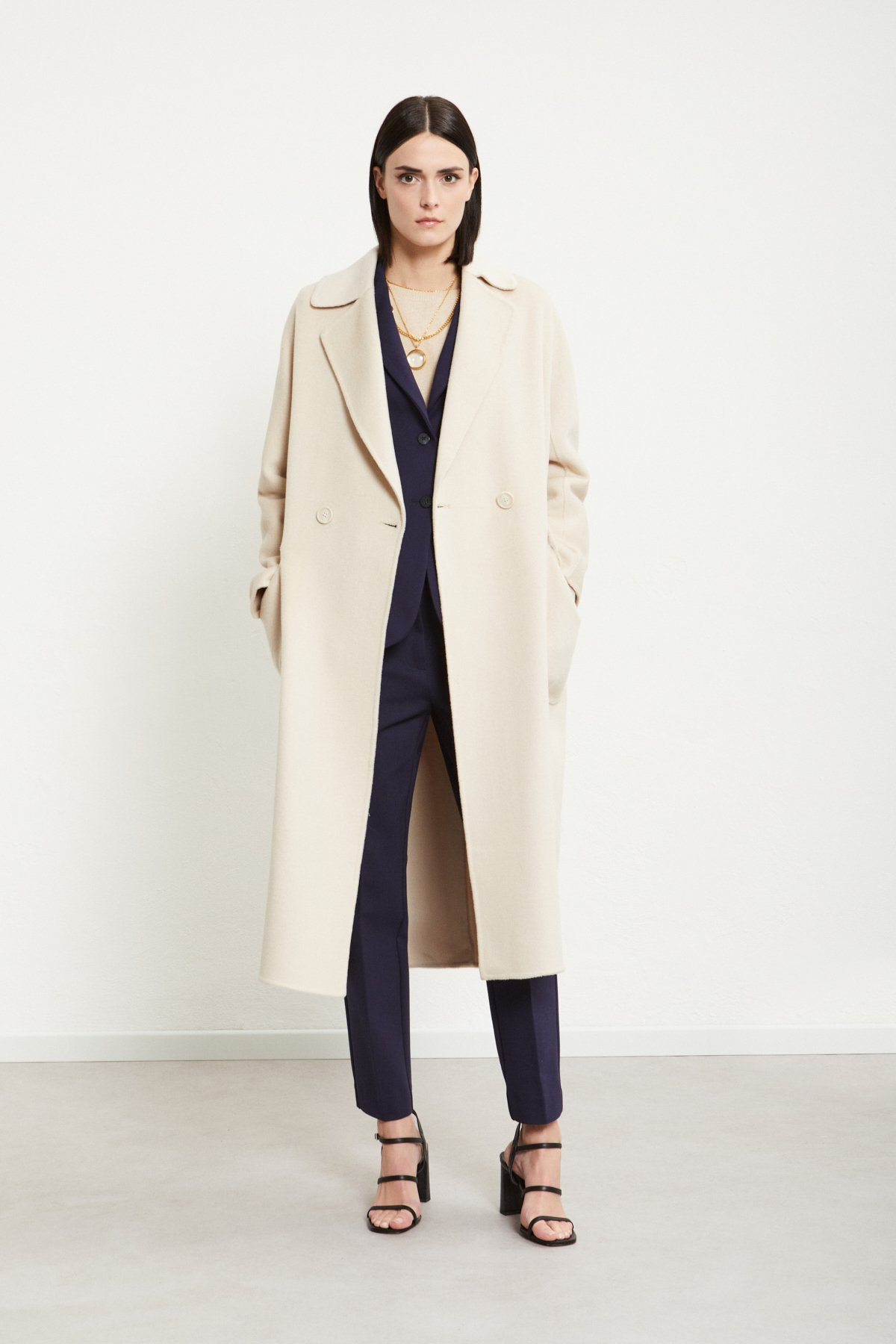 Wool-blend long coat