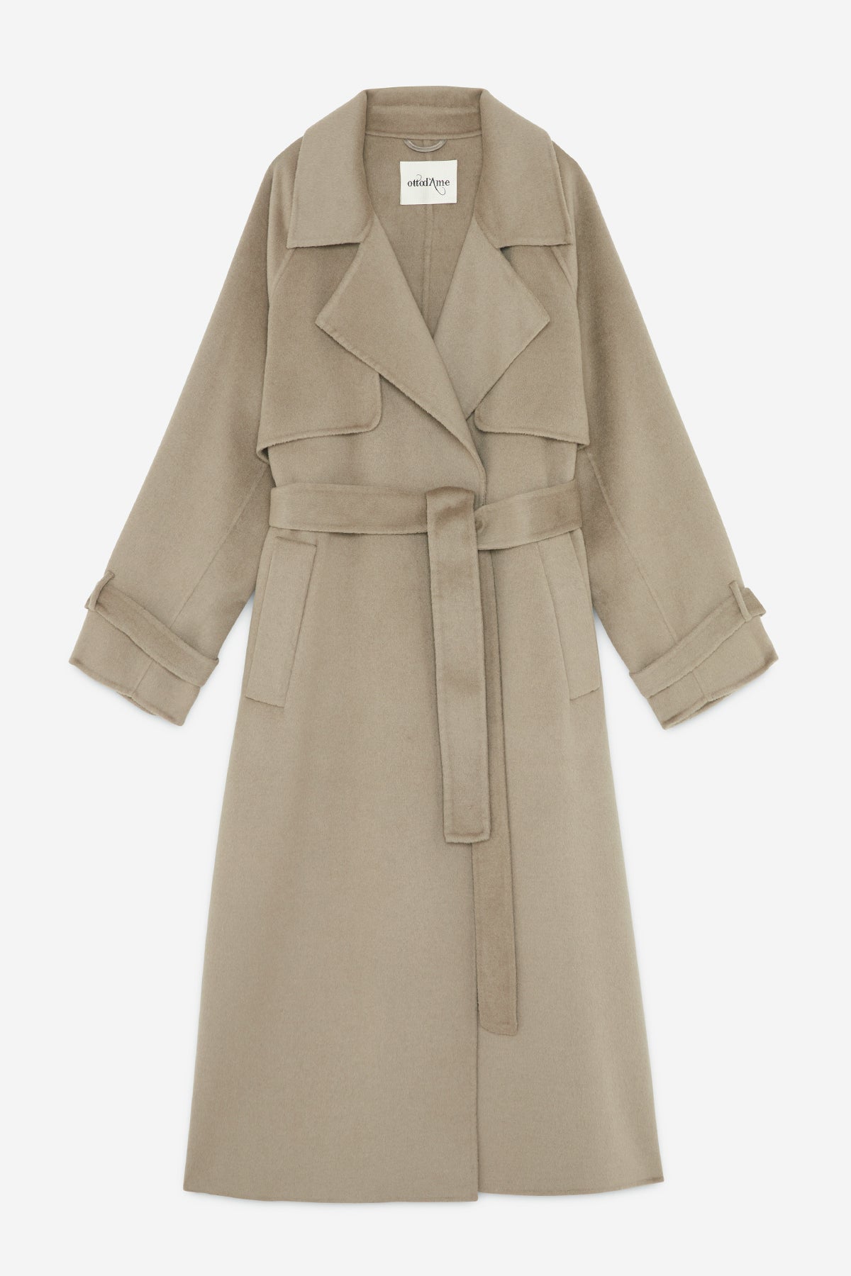 Wool-blend long trench coat