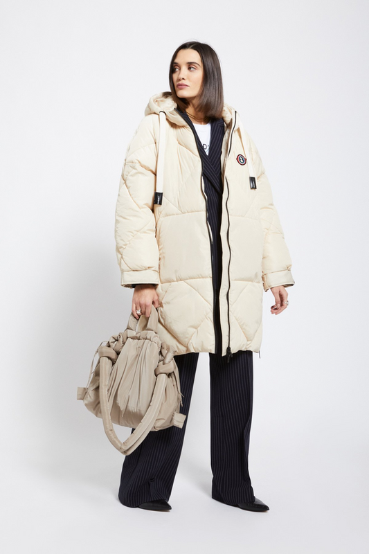 Quilted midi down jacket