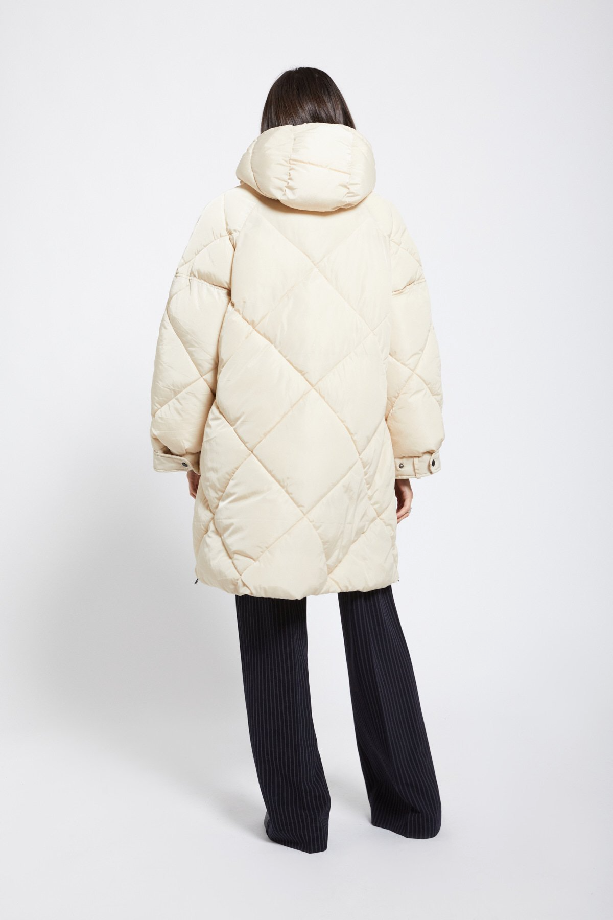 Quilted midi down jacket