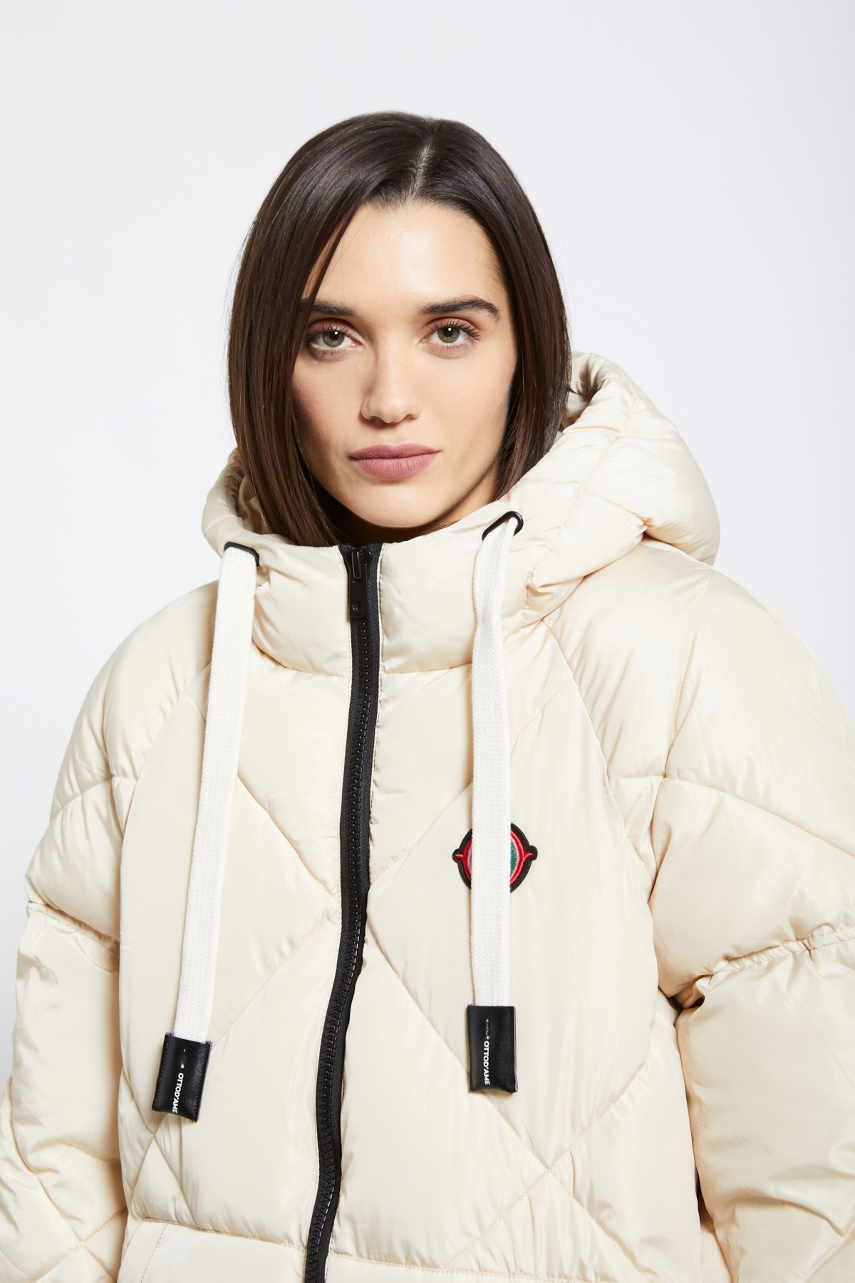 Quilted midi down jacket