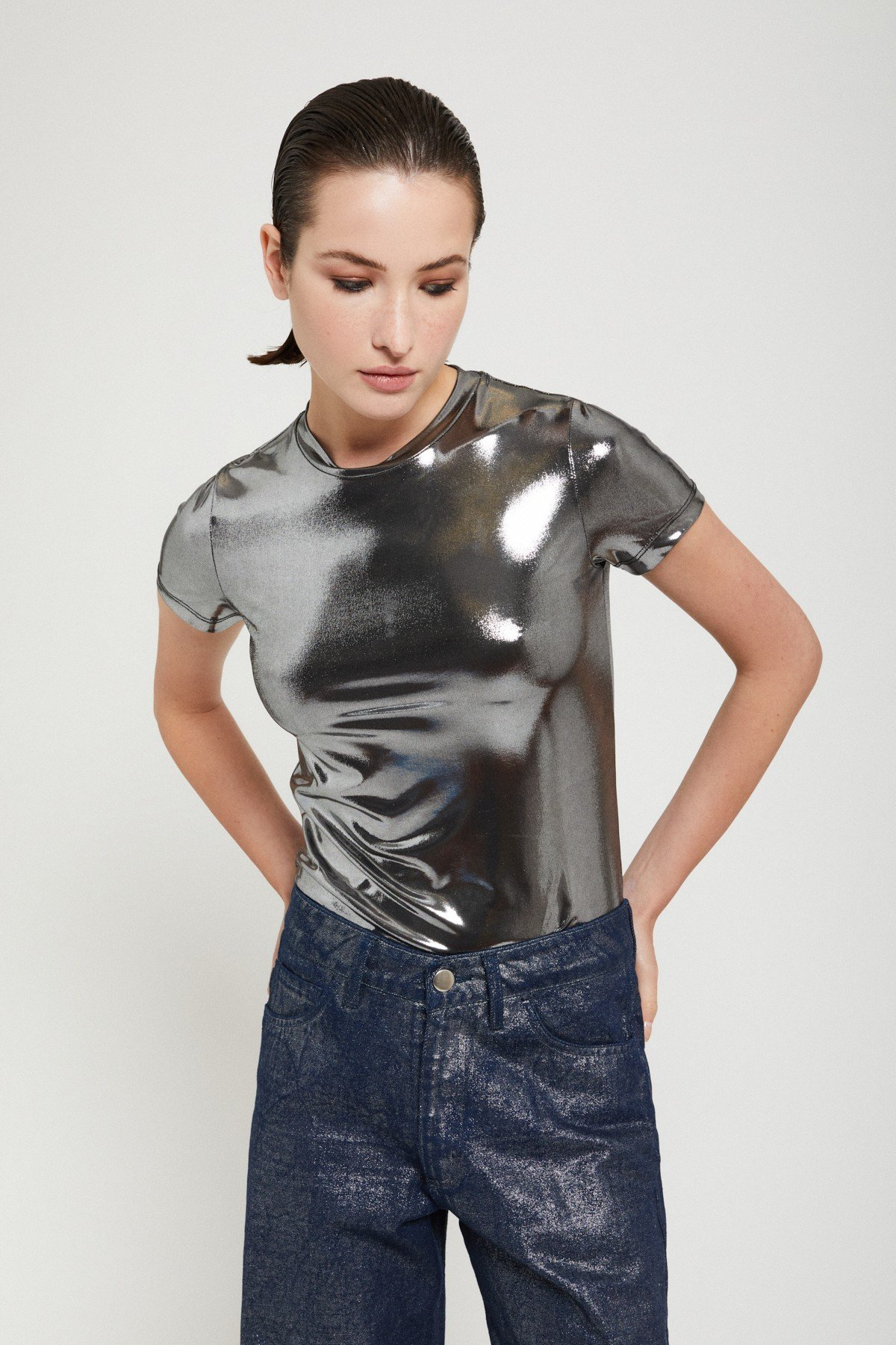 Vinyl effect T-shirt