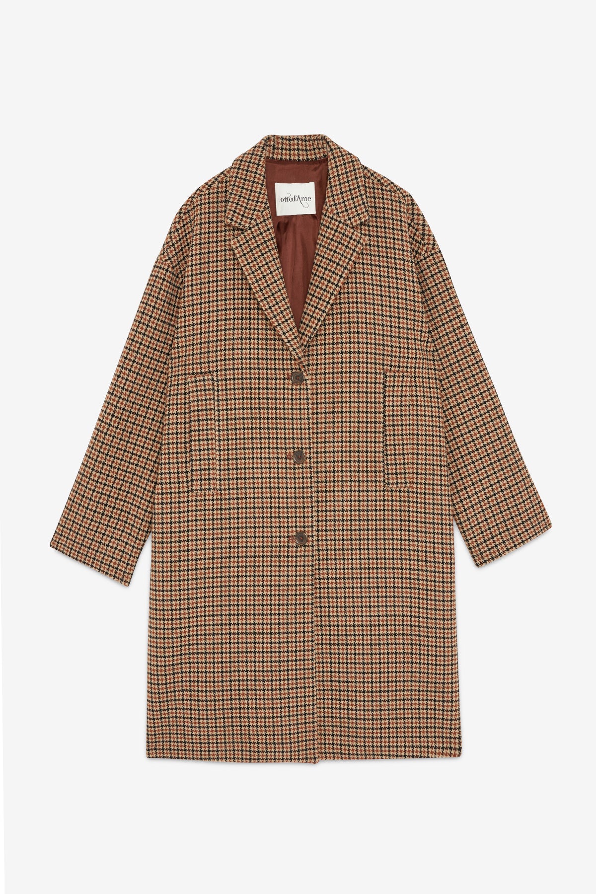 Wool-blend check coat