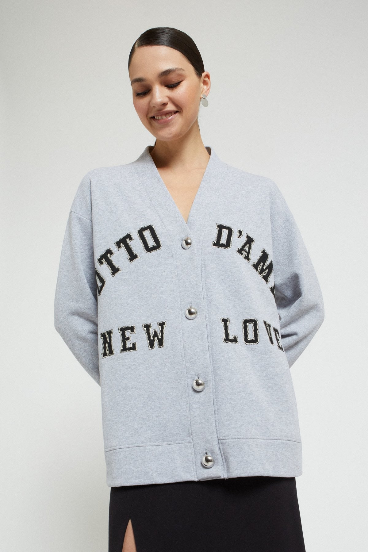 Oversize Cardigan in Sweatshirt Fabric