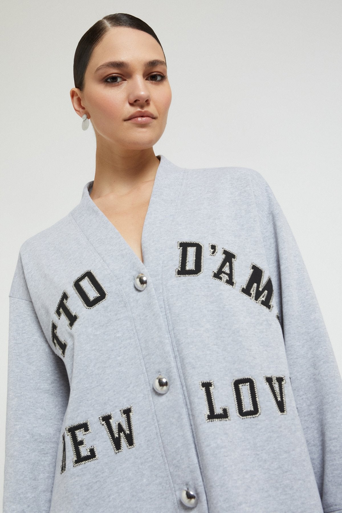 Oversize Cardigan in Sweatshirt Fabric