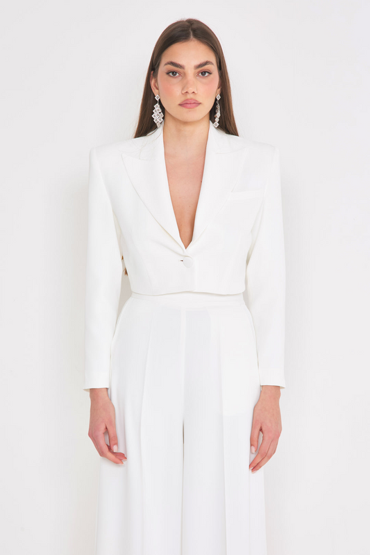 Crop Blazer Off White