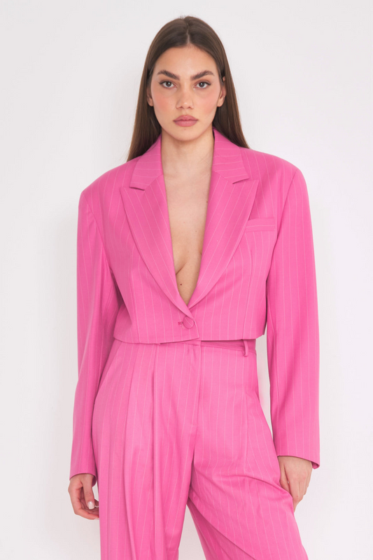 Crop Boyf Stripe Fuxia