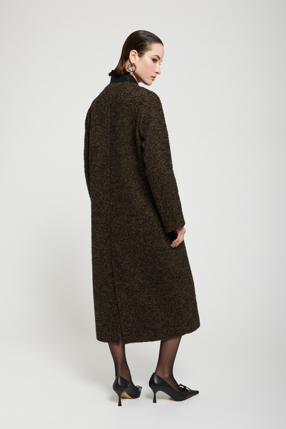 Double-breasted tweed coat