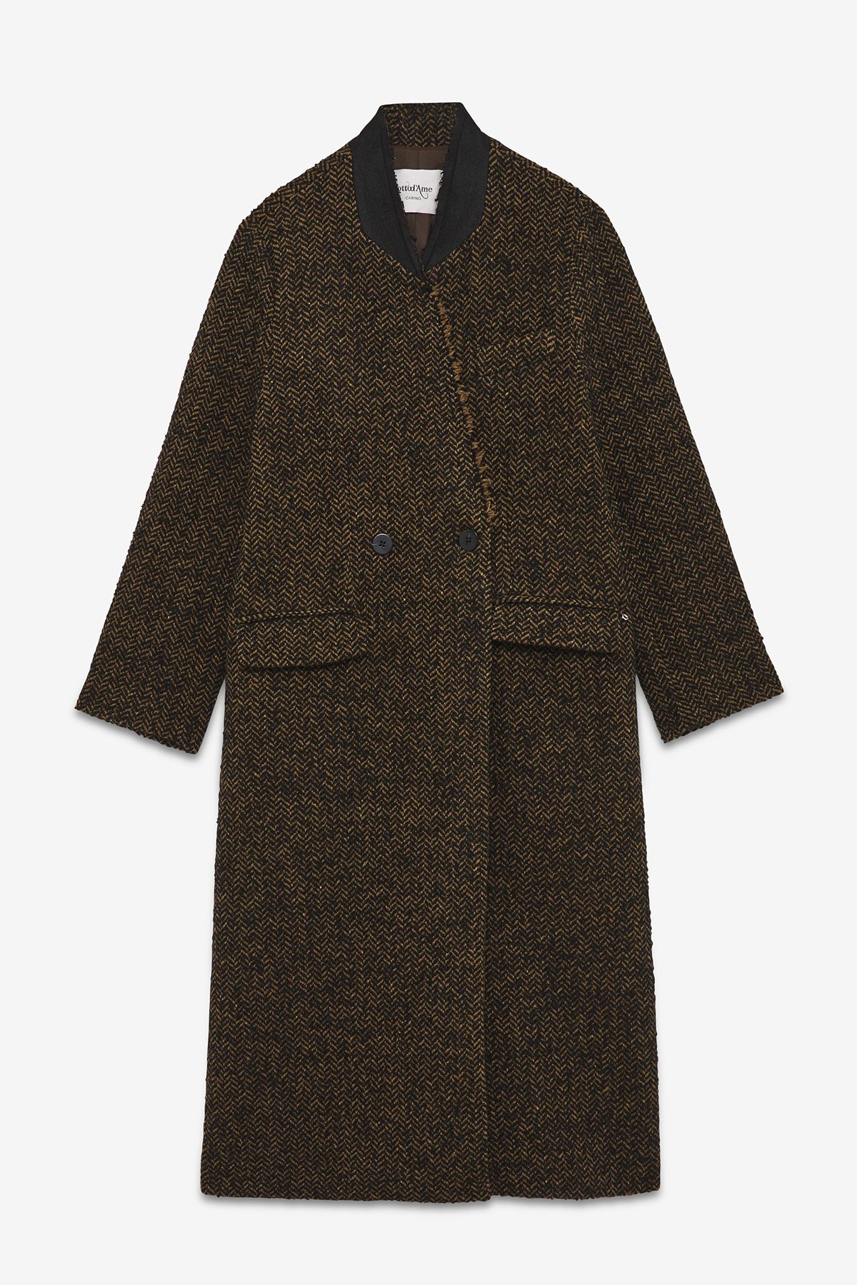 Double-breasted tweed coat