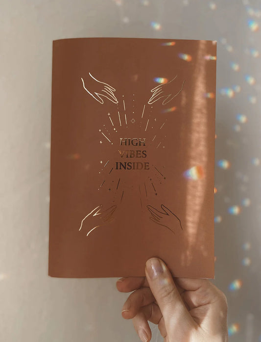 High Vibes Inside - Blank Notebook - Gold Foil