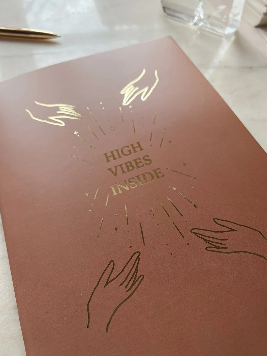 High Vibes Inside - Blank Notebook - Gold Foil