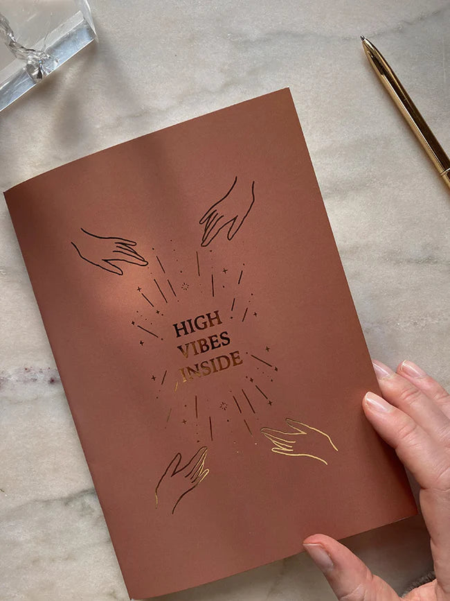 High Vibes Inside - Blank Notebook - Gold Foil