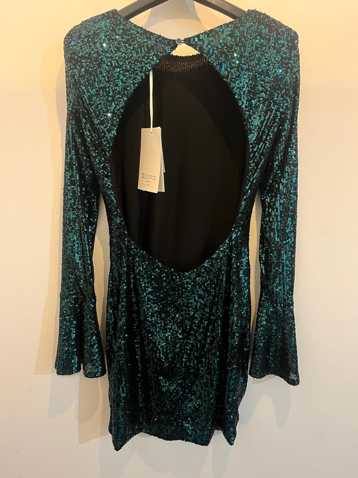 Green sequin long-sleeve dress