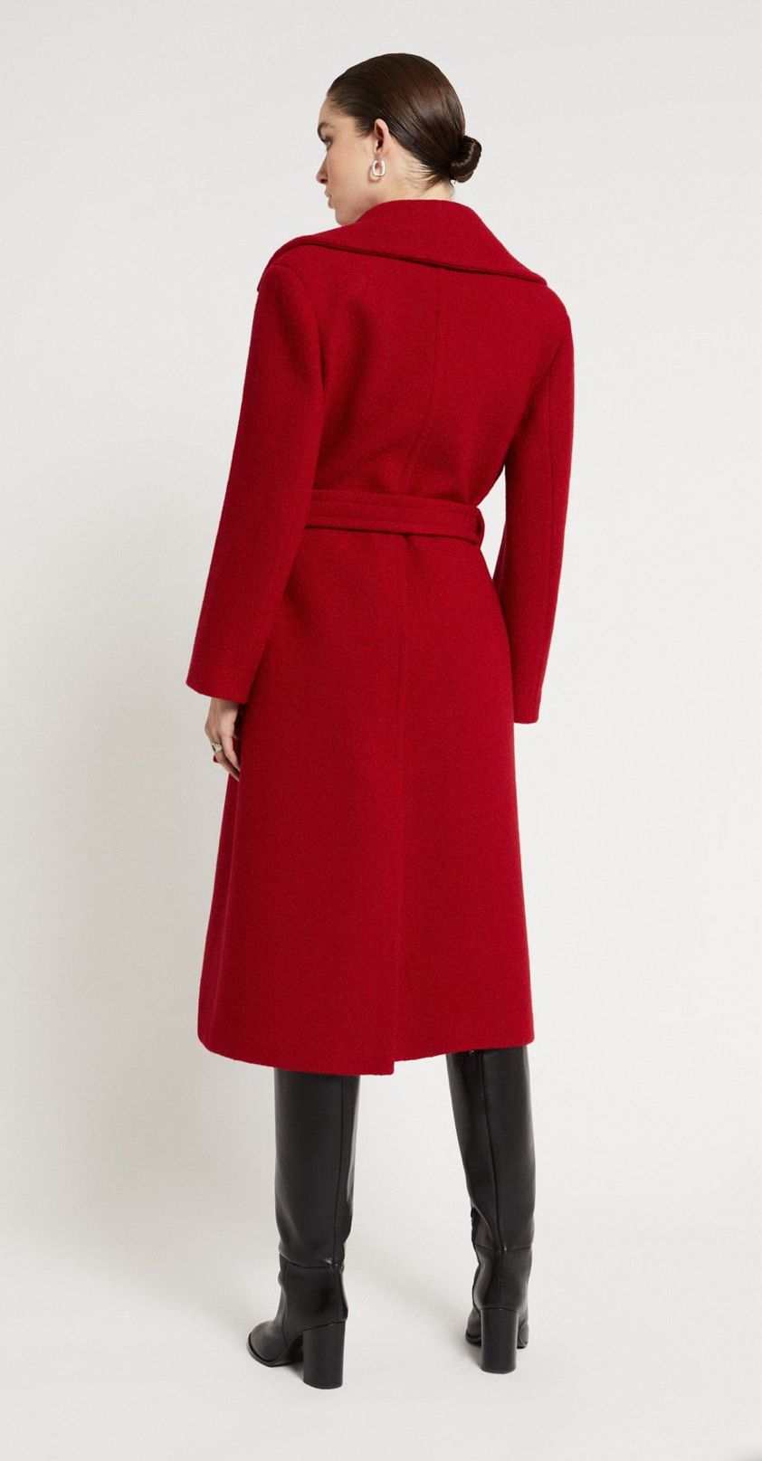 Red Wool Belted Coat