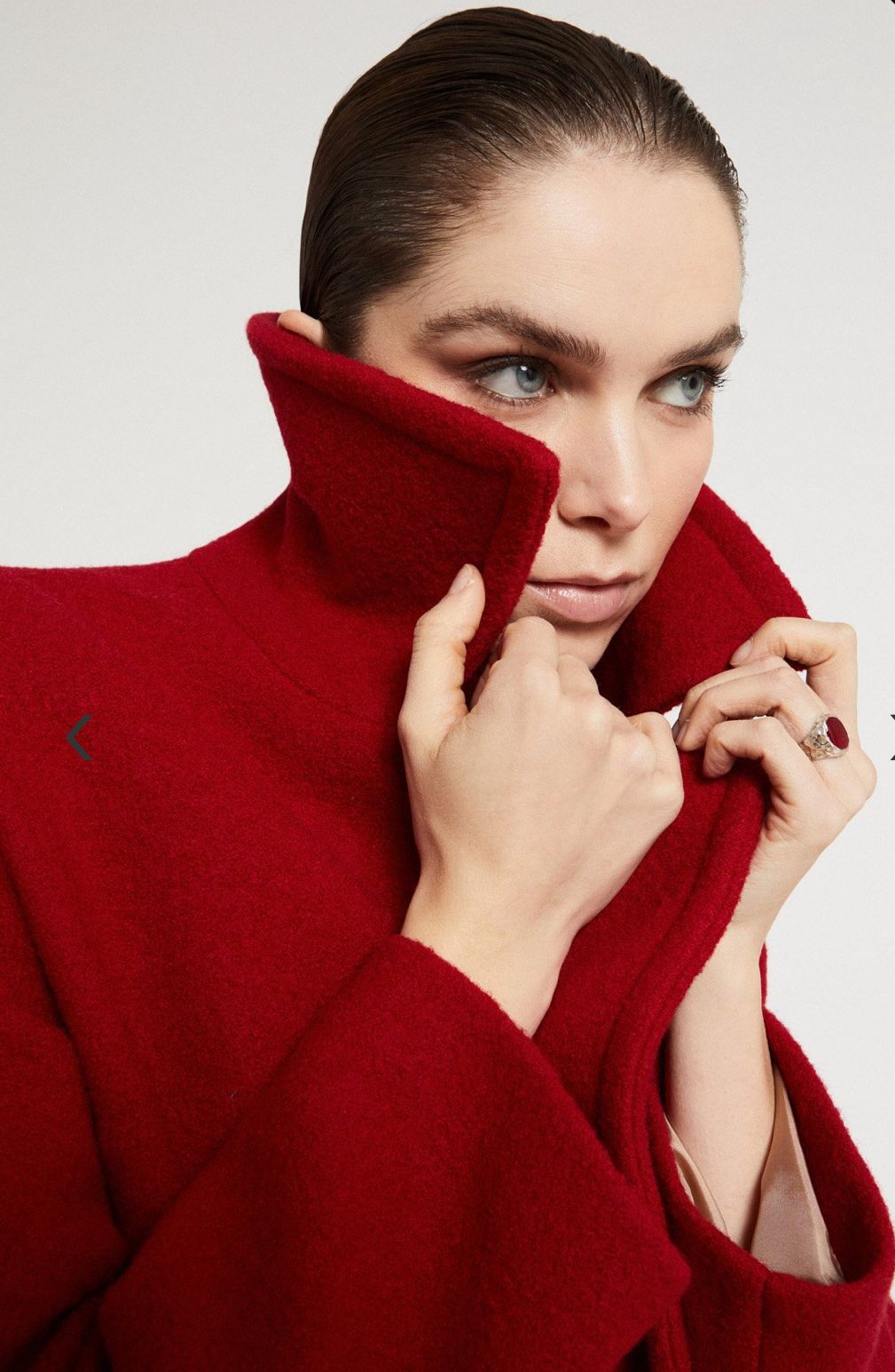 Red Wool Belted Coat