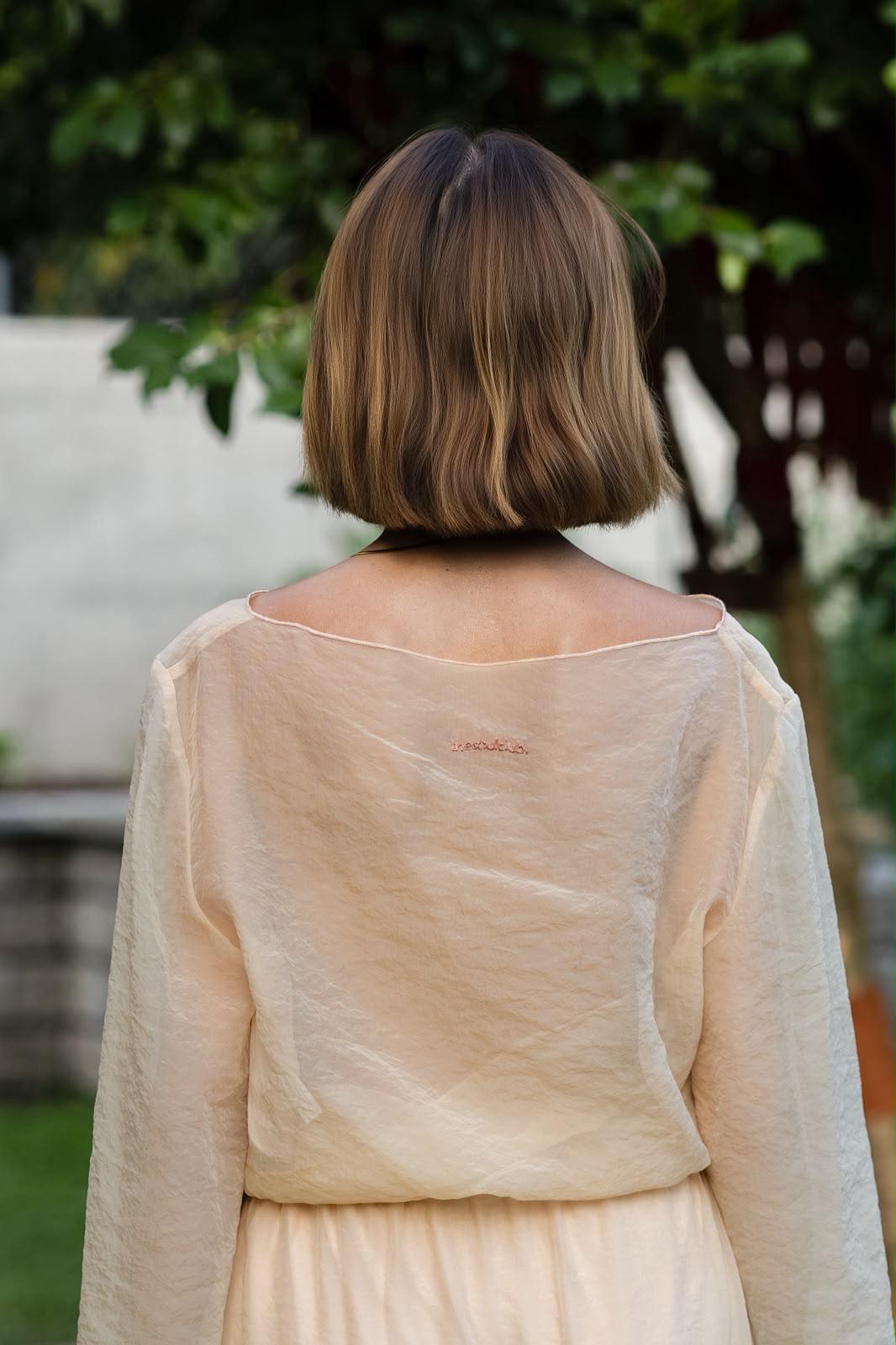 PETALS Silk Top – Beige