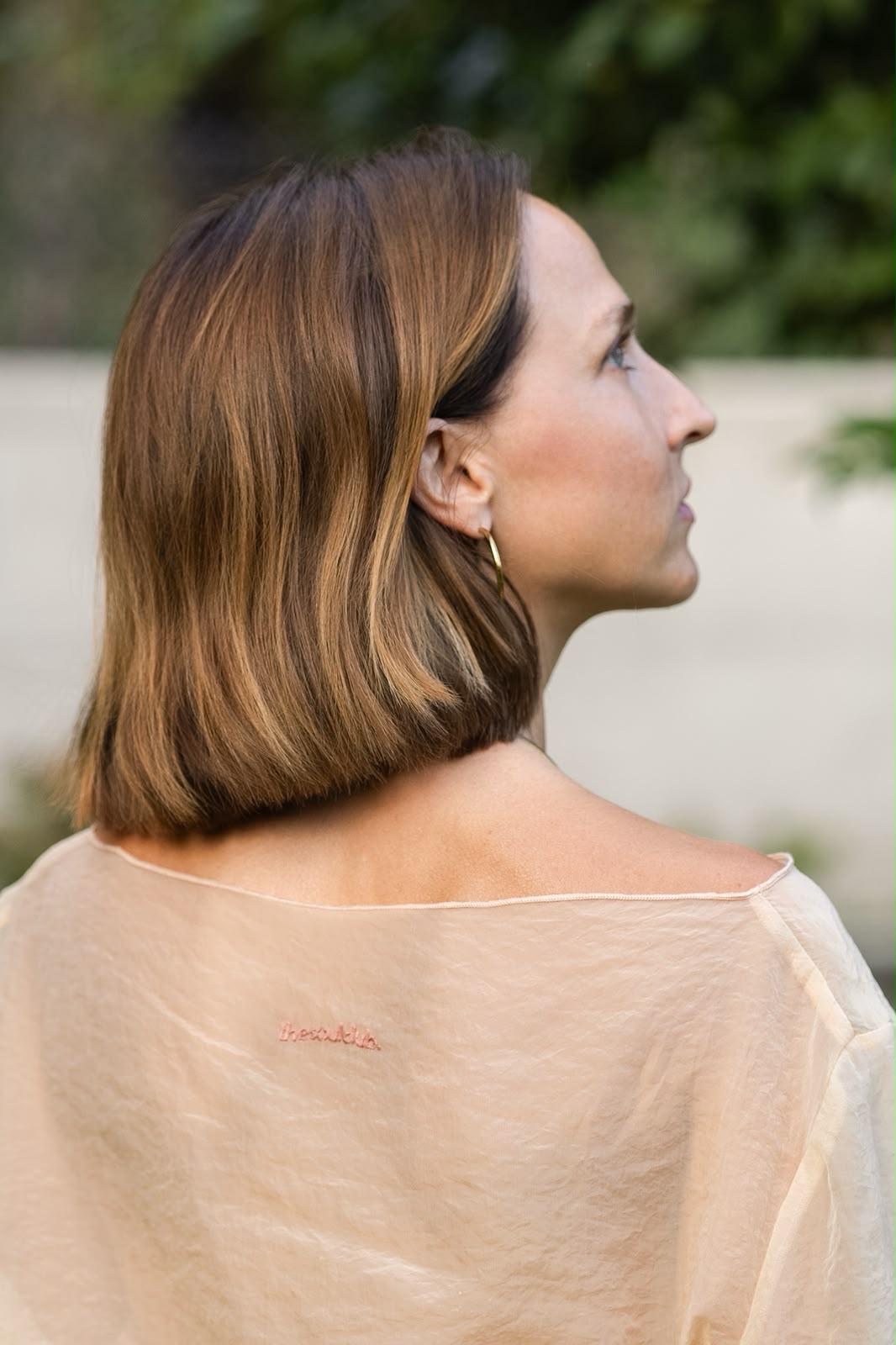 PETALS Silk Top – Beige