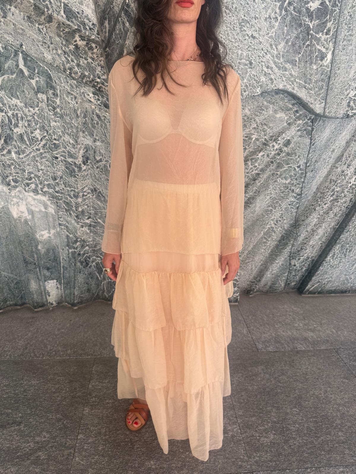 PETALS Silk Top – Beige