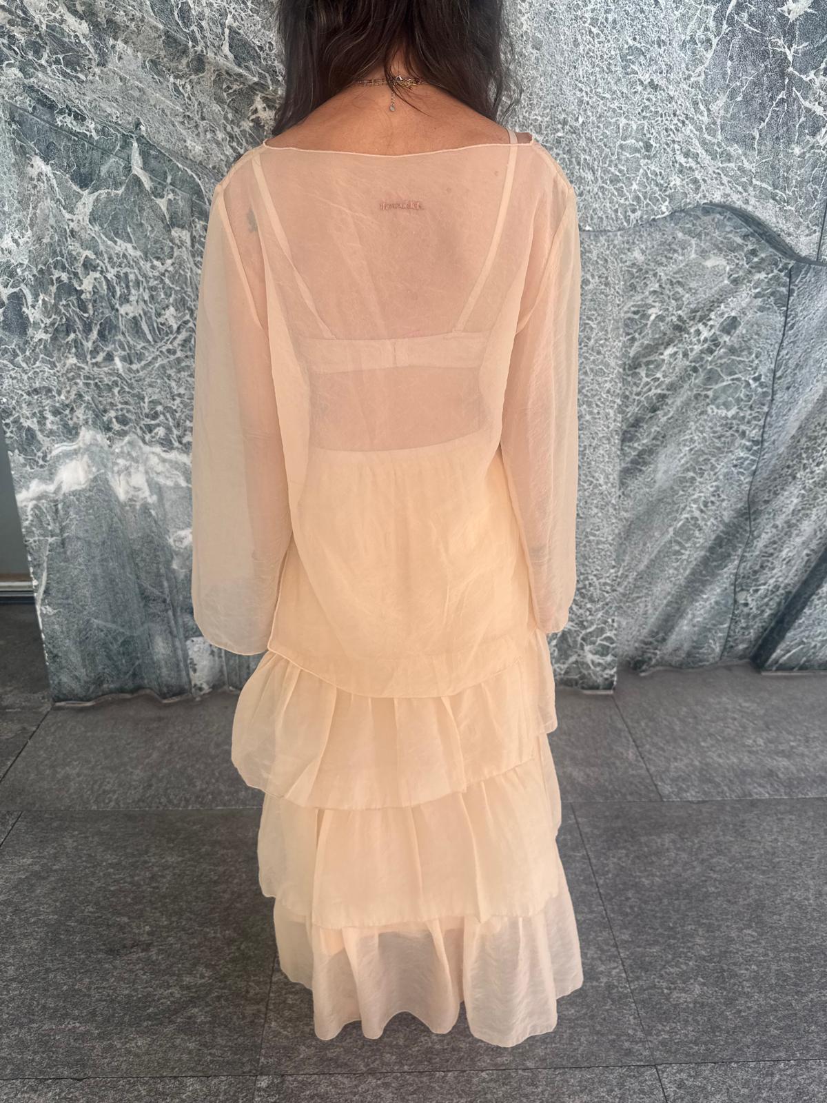 PETALS Silk Top – Beige