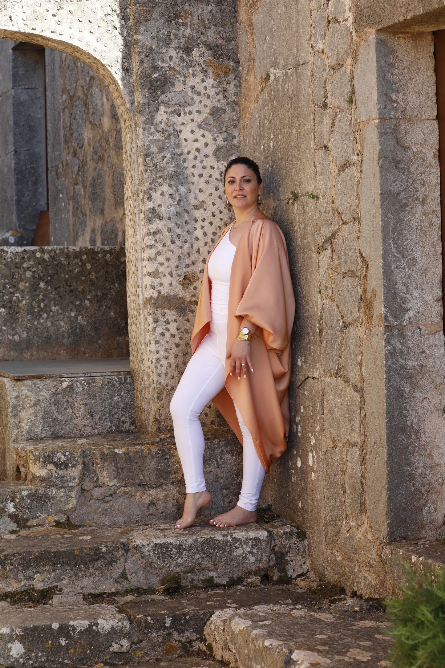 REBIRTH Kimono in Viscose  Peach by The SoulClub